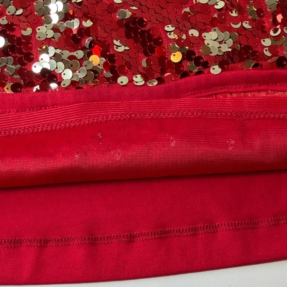 Wonder Nation Sparkling Red Gold Sequins Girl’s Dress Lined XS 4/5 New - Picture 6 of 8
